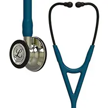 3M Littmann Cardiology IV Stethoscope, Champagne Chestpiece and Stem, Caribbean Blue Tube. MFID 6190