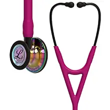 3M Littmann Cardiology IV Stethoscope, High Polish Rainbow Chestpiece, Raspberry Tube, Smoke Stem and Smoke Headset. MFID 6241
